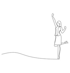 Continuous Line Drawing Of A Woman Raising Her