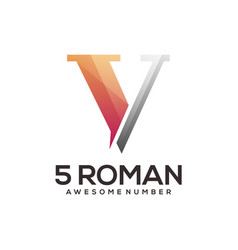 Number 5 Roman Logo Colorful Gradient