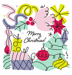 Christmas Greeting Card With Hand Drawn Elements