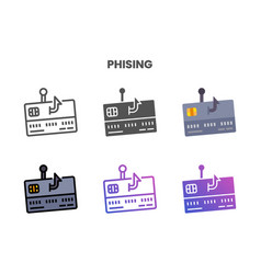 Credit Card Phishing Icon Set With Different Style