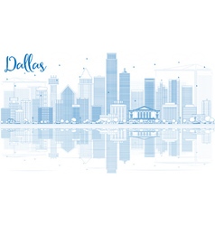 Outline Dallas Skyline With Blue Buildings