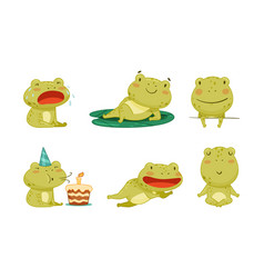 Cute Frog Cartoon Character In Everyday Activities