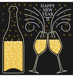 Happy New Year Greeting Card Eps10 Champagne Glas