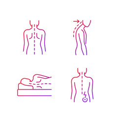 Poor Posture Problems Gradient Linear Icons Set