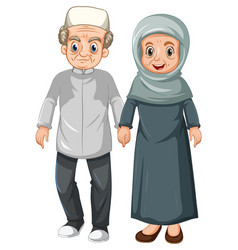 Elderly Muslim Couple Cartoon Character