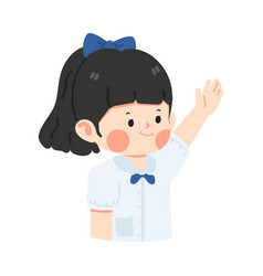 Girl Student Raising Hand Cartoon