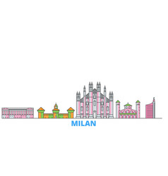 Italy Milan City Line Cityscape Flat