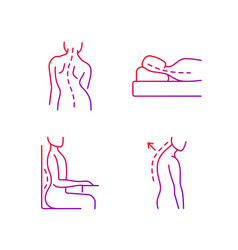 Poor Posture Problems Gradient Linear Icons Set