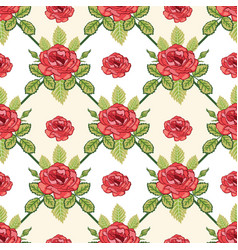 Red Roses Trellis Seamless Pattern