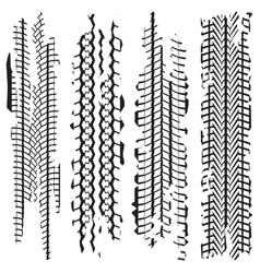 Tire Tracks Set With Dirty Grunge Texture Wheel