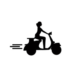 Woman Driving Motorcycle Silhouette On White