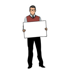 Business Man Holding Blank Banner Art