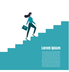 Businesswoman Walking Up On Top Stair Success