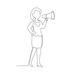 Continuous Line Drawing Of Woman With Megaphone