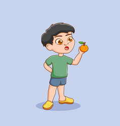 Cute Boy Lifting Orange