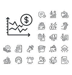 Dollar Rates Line Icon Currency Exchange Sign