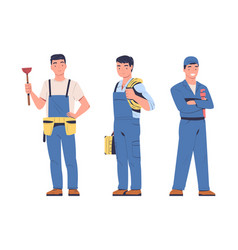 Man Plumber And Electrician In Uniform With