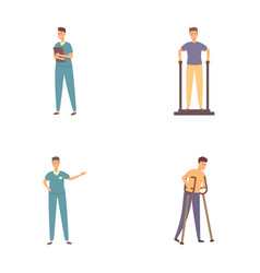 Physiotherapy Icons Set Cartoon Male