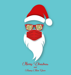 Santa Claus Wearing Surgical Mask And Red Glasses