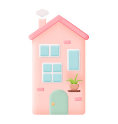 Cartoon Pink Fairytale House Isolated On White