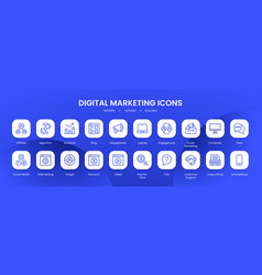 Digital Marketing Icon Collection With Black