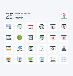 Internet 25 Flat Color Icon Pack Including