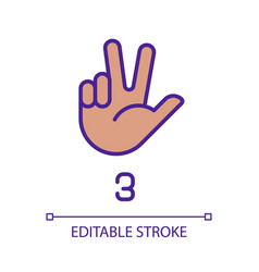 Signing Digit Three In Asl Pixel Perfect Rgb