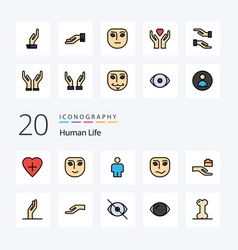 20 Human Line Filled Color Icon Pack Like Hand