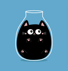 Black Cat In A Vase Glass Jar Cute Cartoon Kawaii