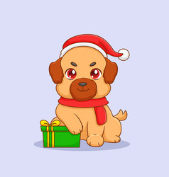 Cute Dog Holding Christmas Gift