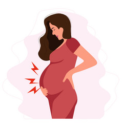 Worried Pregnant Woman Suffering Stomach Ache