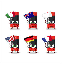 Li Ion Battery Bring Flags Various Countries