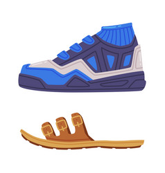 Sneaker Or Running Shoe And Open Sandal As Casual