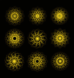 Yellow Round Lines Geometric Floral Patter