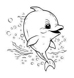 Dolphin Swimming In The Sea Coloring Book For