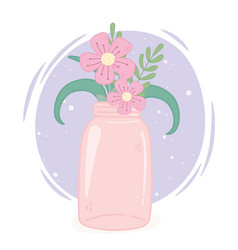 Mason Jar Pink Flowers Decoration Ornament