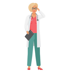 Serious Doctor Woman With Analysis Clipboard