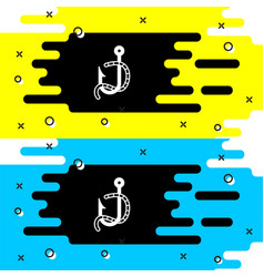 White Fishing Hook And Worm Icon Isolated On Black