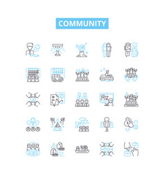 Community Line Icons Set Commune Society