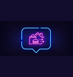 Food Delivery Line Icon Burger Meal Sign Neon