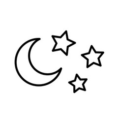 Moon And Stars Line Icon In Flat Night Symbol