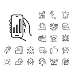 Analysis App Line Icon Hand Hold Phone Sign