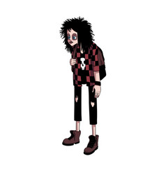 Cartoon Goth Grunge Black Girl With Boots