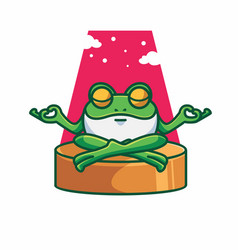 Cute Frog Doing Yoga Meditation Cartoon Animal