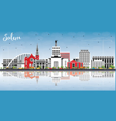 Salem Oregon City Skyline With Color Buildings