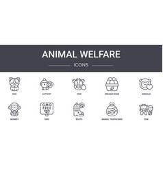 Animal Welfare Concept Line Icons Set Contains