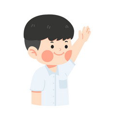 Boy Student Raising Hand Cartoon