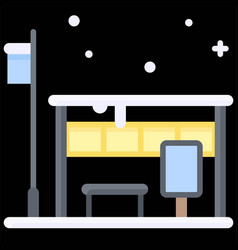 Bus Stop In Winter Icon Winter City Related