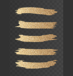 Gold Glitter Brush Strokes Set Bright Glowing