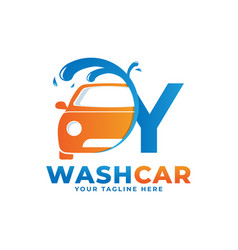 Letter Y With Car Wash Logo Cleaning Car Washing